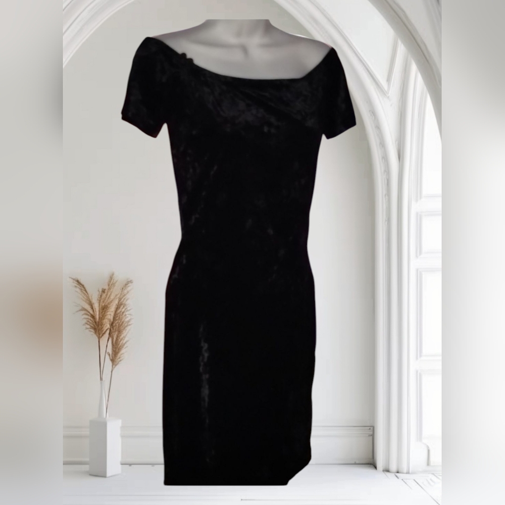 Aqua black velvet dress - Picture 1 of 3